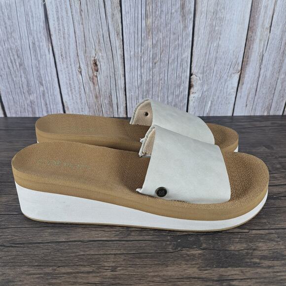 Cobian Seville Slide Mid Wedge Sandals Women's Sz 8 Taupe - Picture 3 of 7
